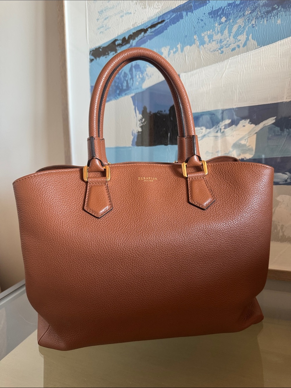 Serapian Brown Leather Top-Handle Tote